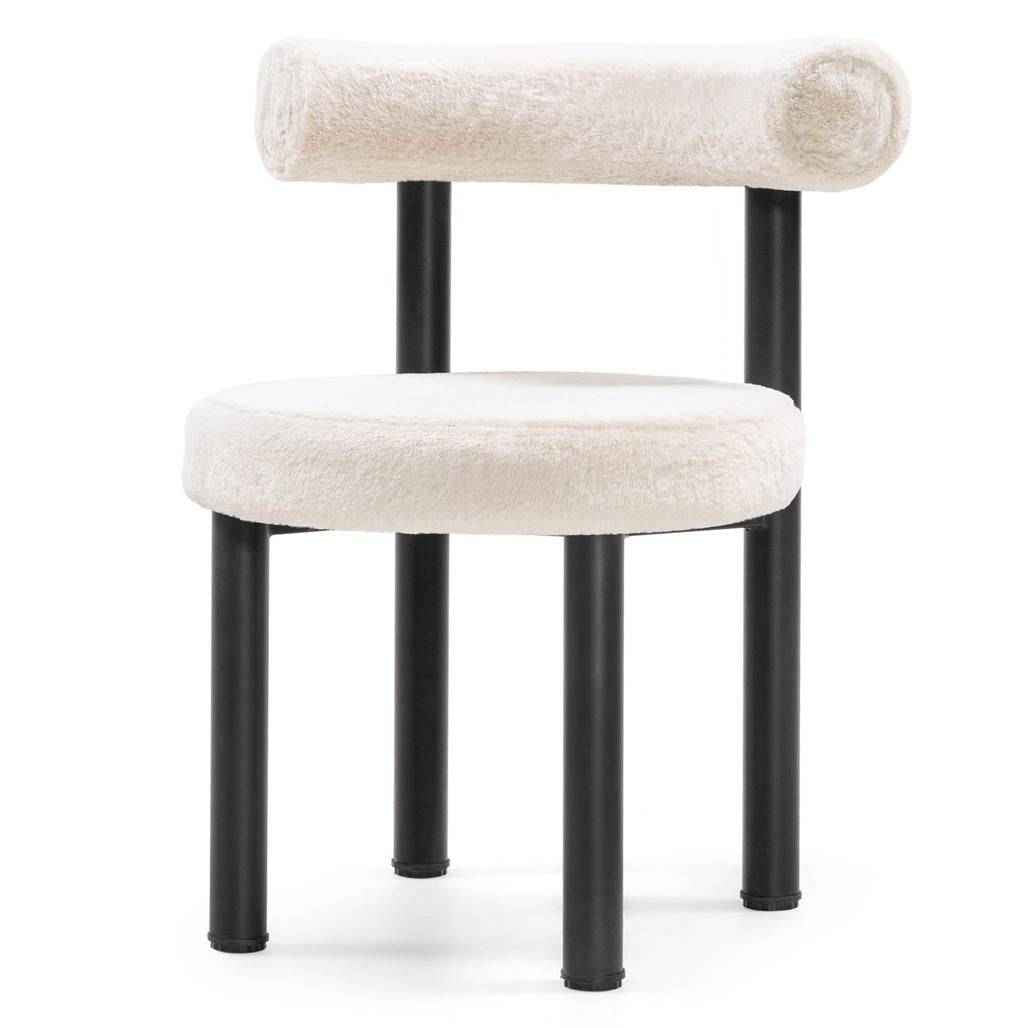 Sedia da Pranzo PERER, Ecru/Gambe Nere