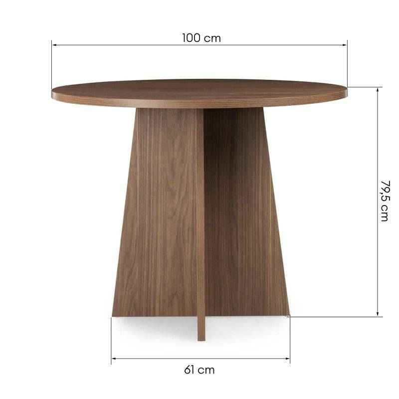 Tavolo da pranzo rotondo ERLOM 100 cm, noce Lincoln
