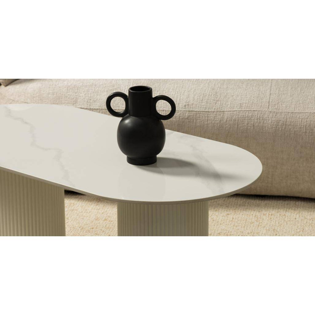 Tavolino da caffè 120 cm MARBELLA ovale effetto marmo