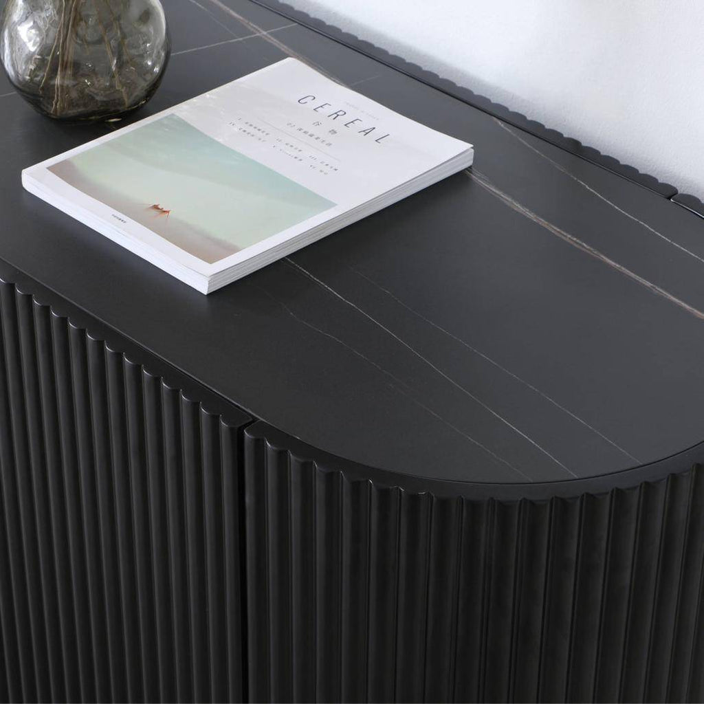 Cassettiera NOIR nero con superficie rigata
