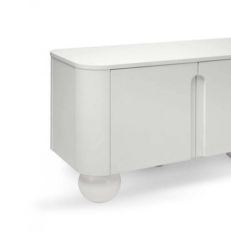 Cassettiera SQUAREN bianca, 4 ante, forme arrotondate