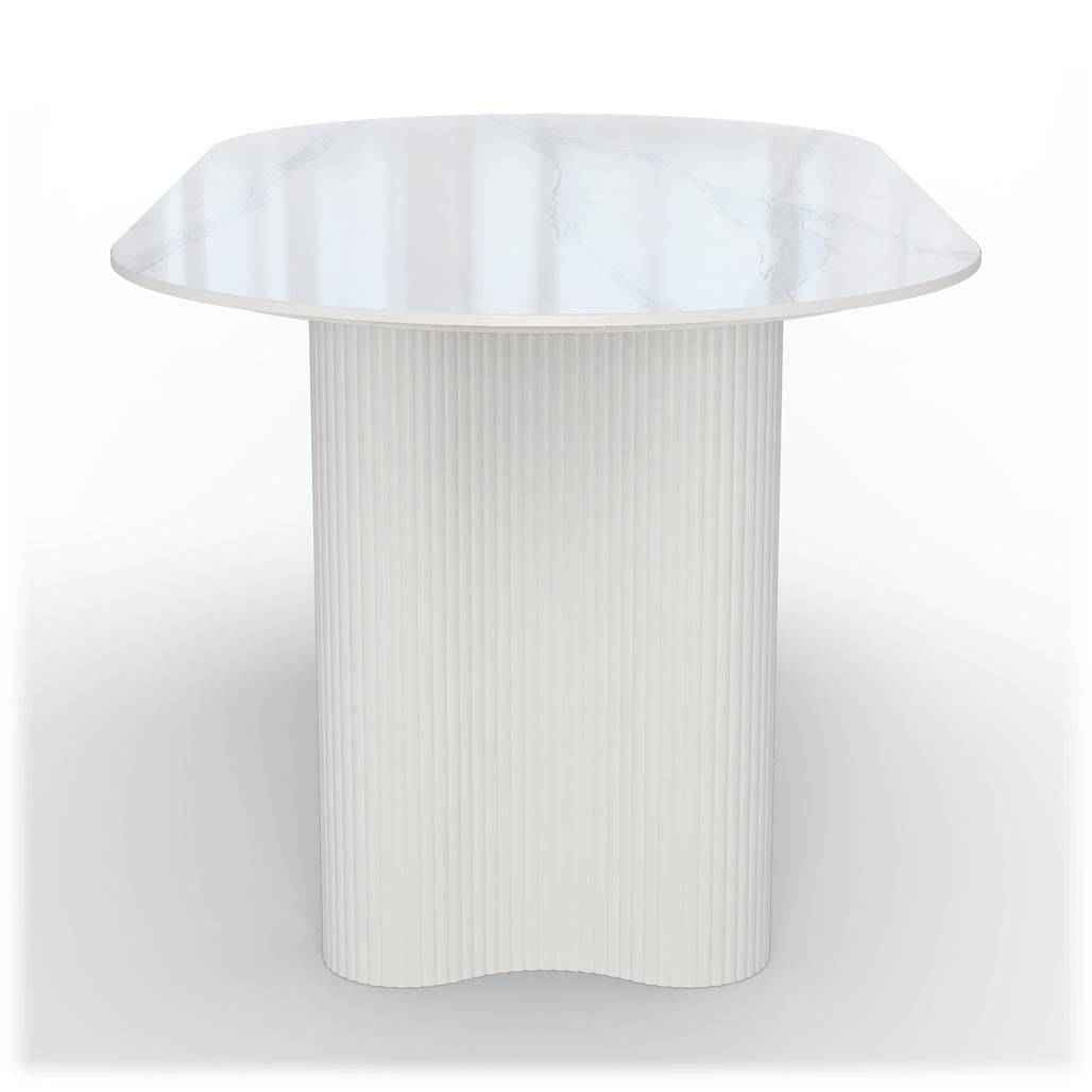 Tavolo da pranzo ovale POELA, effetto marmo bianco