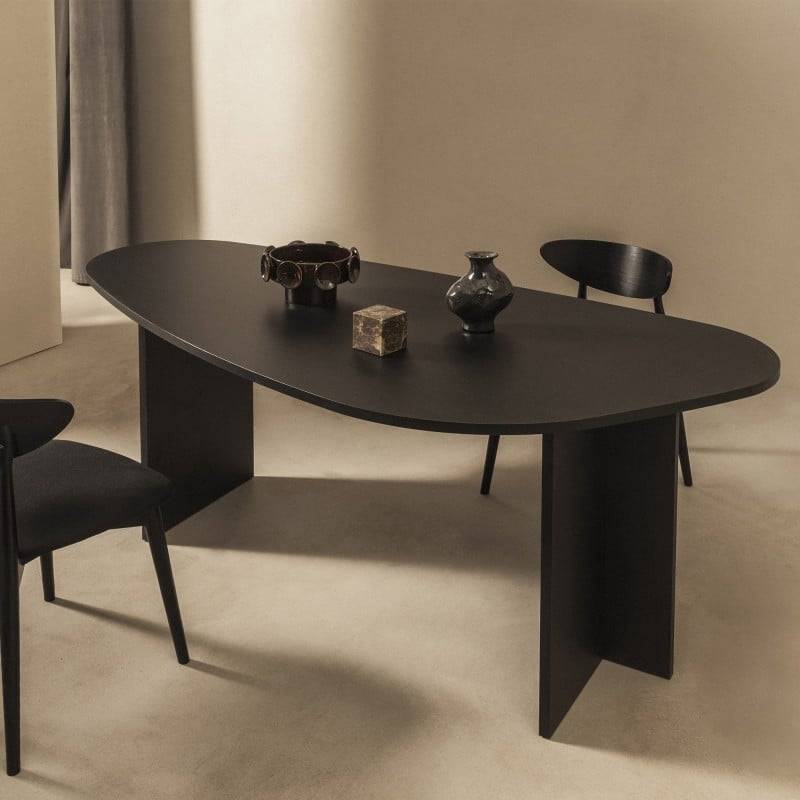 Tavolo ZEV 200 cm piano irregolare, nero struttura legno