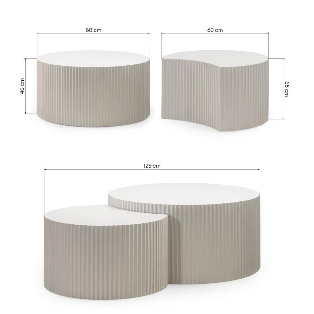 Set tavolini da caffè ZOE rigato grigio-beige