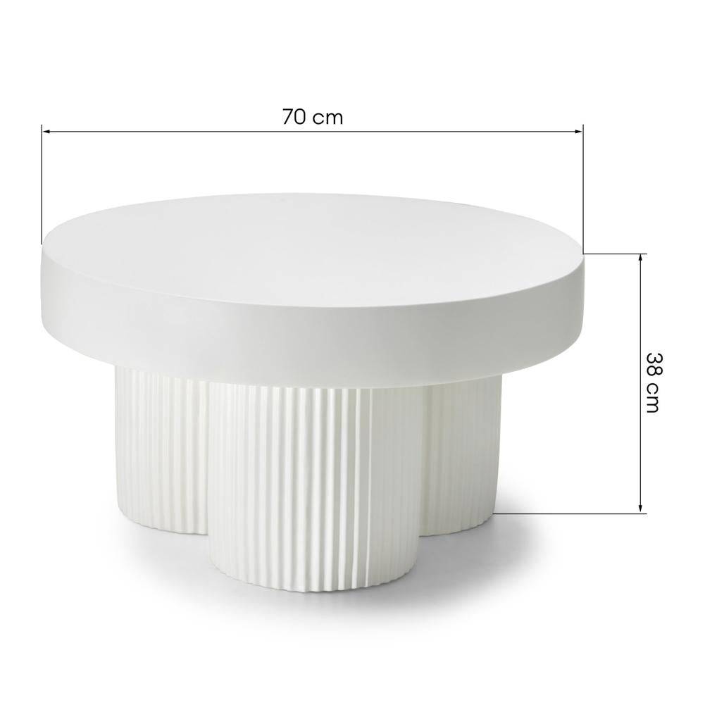 Tavolino RIGATO 70 cm, tondo, bianco, rigato