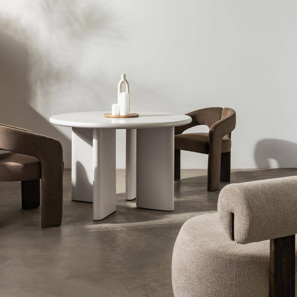 Tavolo da Pranzo MOLIQ 120 cm, Rotondo, Beige Grigio