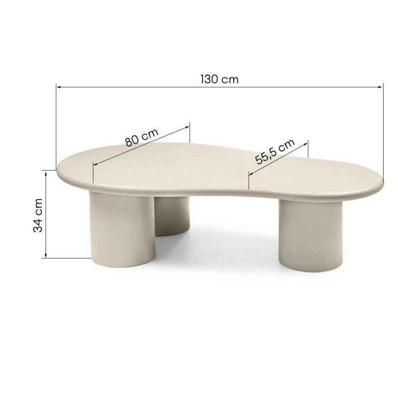 Tavolino NADINI, beige scuro, opaco, forme arrotondate