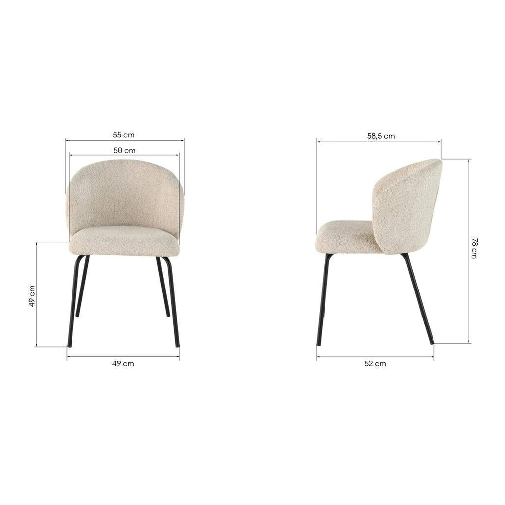 Sedia da pranzo LUEUR, beige, gambe nere