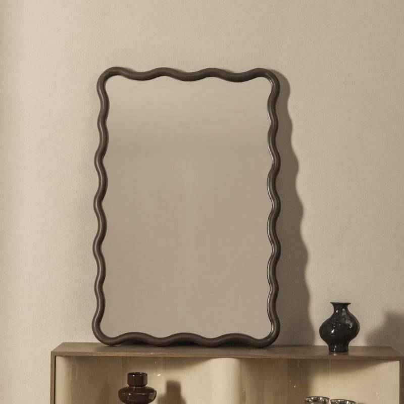 Specchio IMMER cornice ondulata, noce scuro