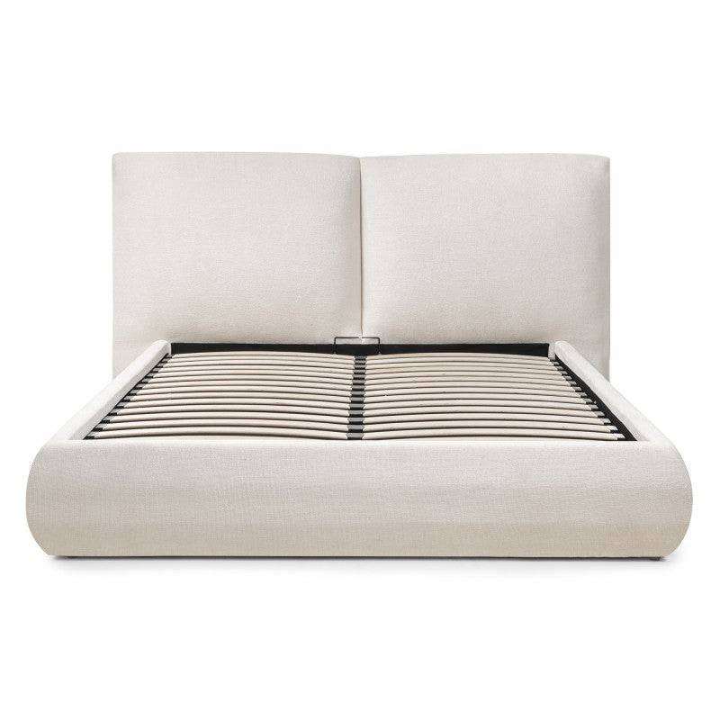 UNAR Letto imbottito 160x200 cm con contenitore beige