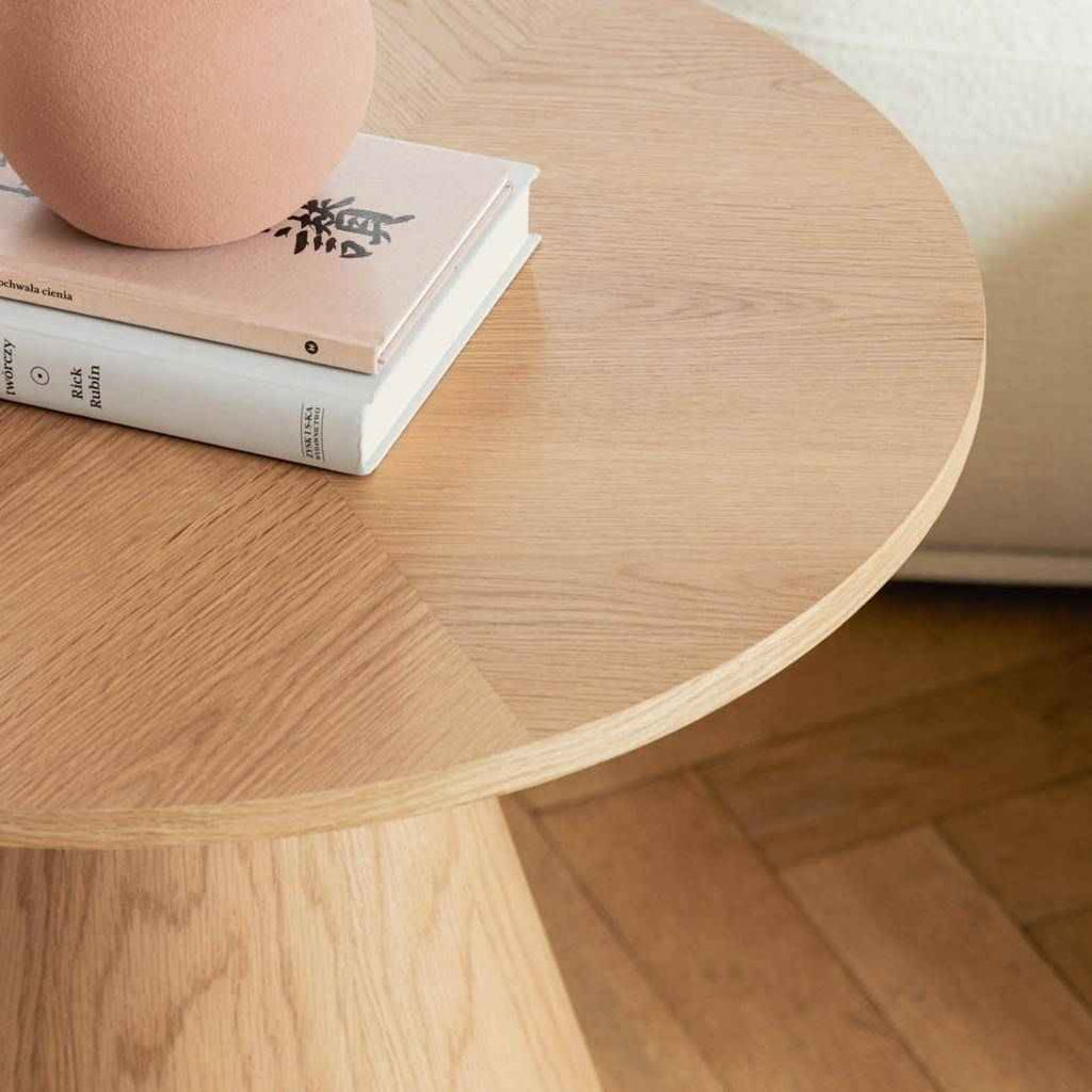 Tavolino laterale ORB, 60 cm, rotondo, quercia