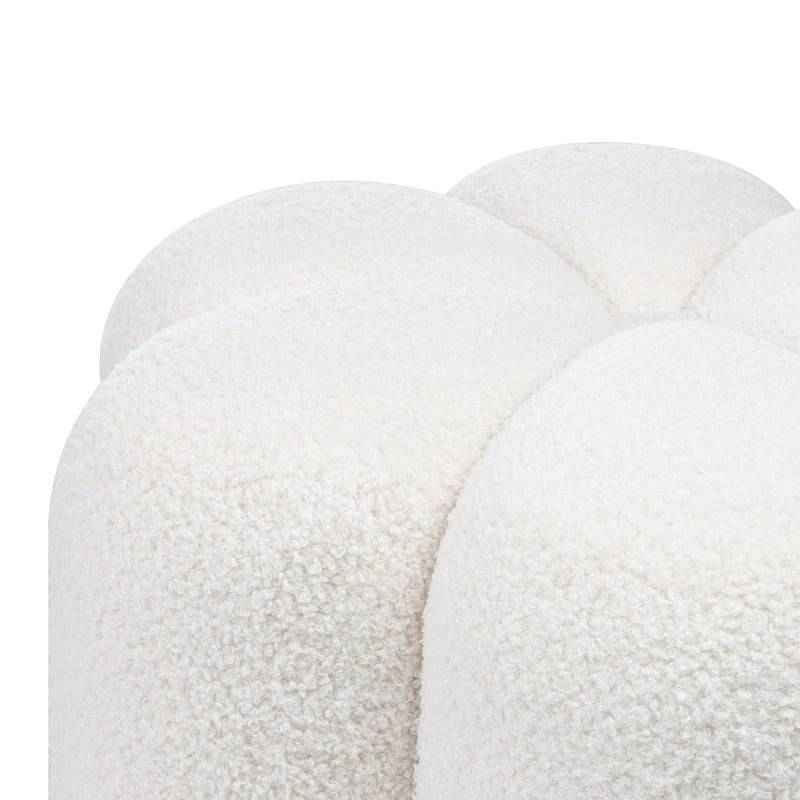 Pouf FLORI rivestito in bouclé bianco