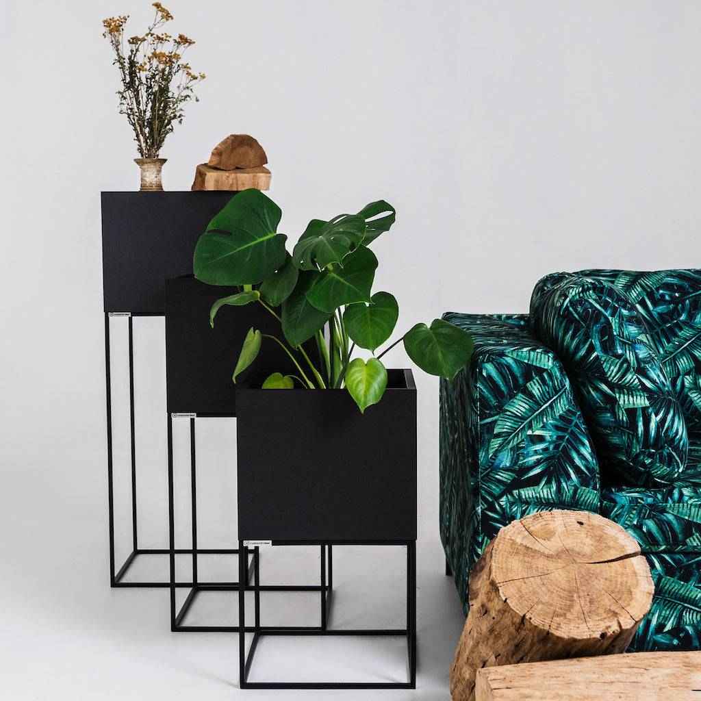 Vaso Flowerpot PALMUS METAL 80x35x35 - Nero