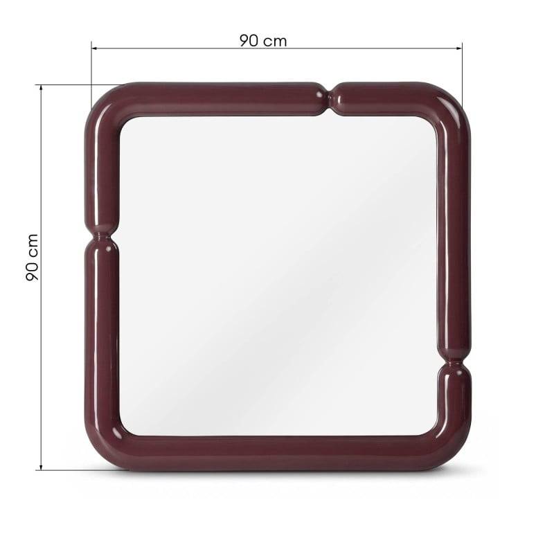 Specchio AVIN quadrato 90x90 cm, bordeaux lucido