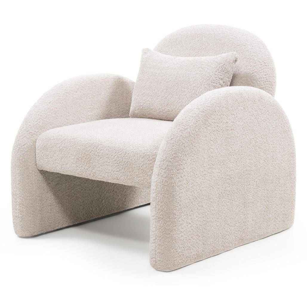 Poltrona Relax JADA, Beige Chiaro, Forma Arrotondata