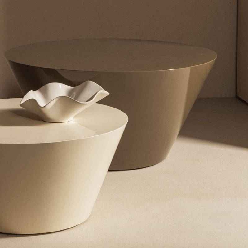 Tavolino ELISSA Ø60 cm, bianco crema, lucido
