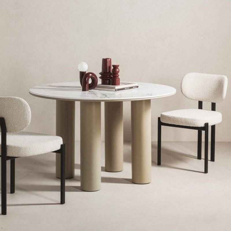 BEJRO Tavolo da Pranzo 120 cm Rotondo Beige Scuro