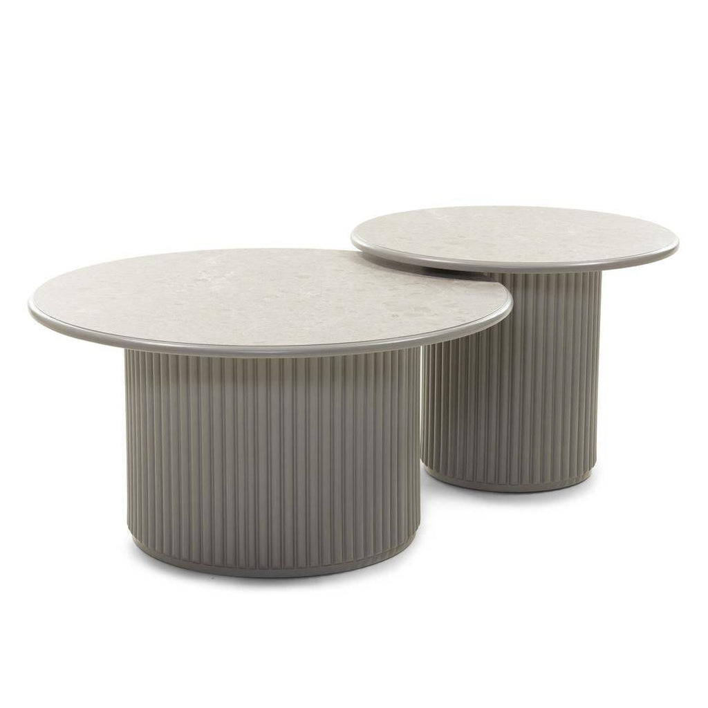 Tavolino caffè rotondo ASTI 80 cm, grigio, effetto marmo