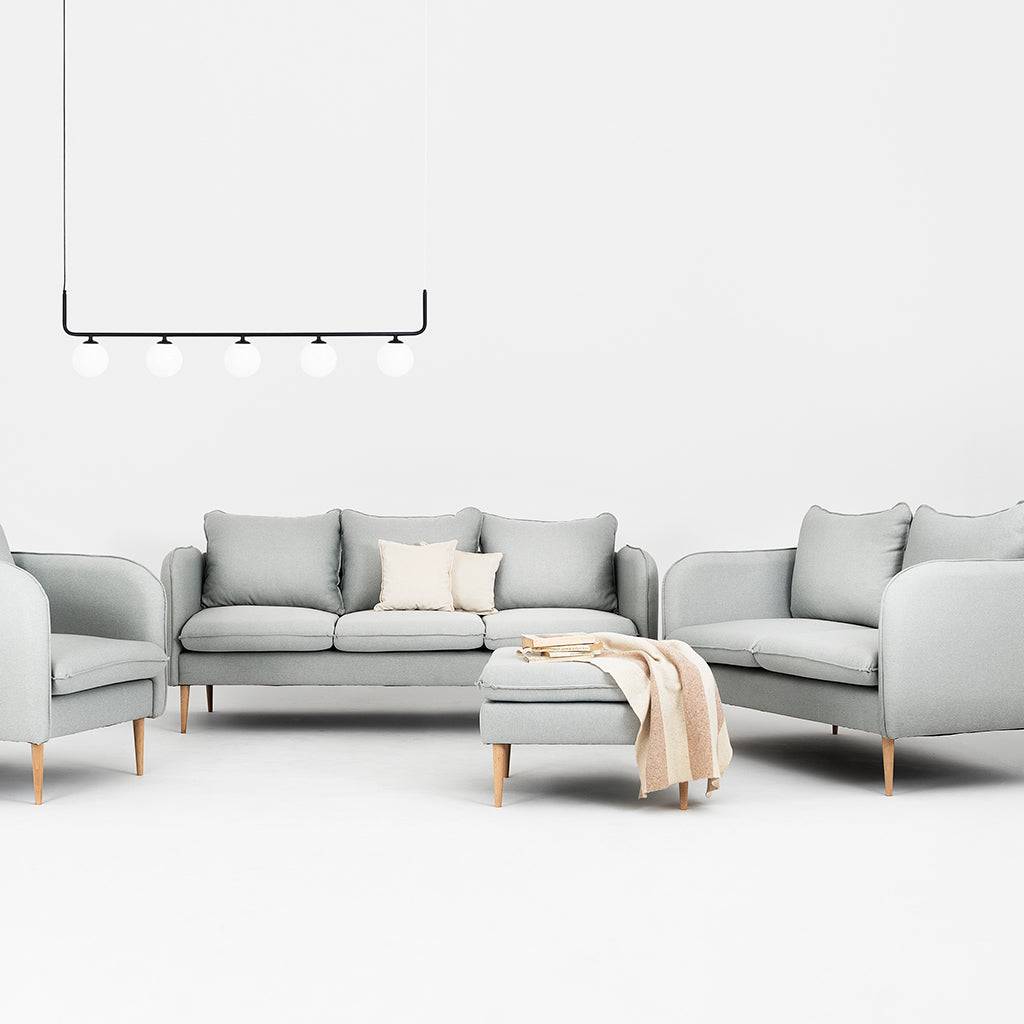 Divano POSH WOOD 2 Posti - Platino, Naturale
