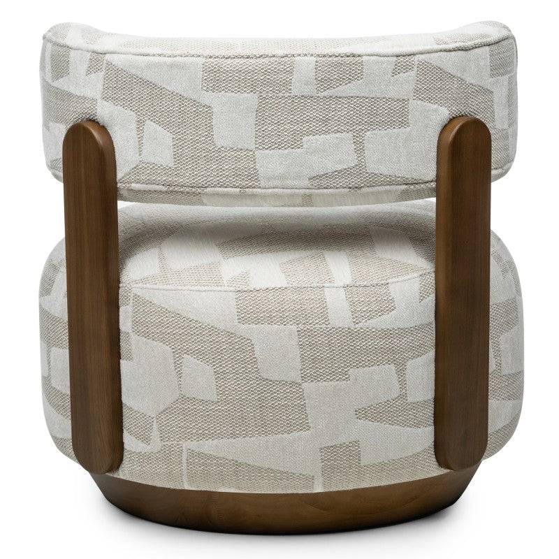 Poltrona MARABELL, forme arrotondate, beige/cream, noce