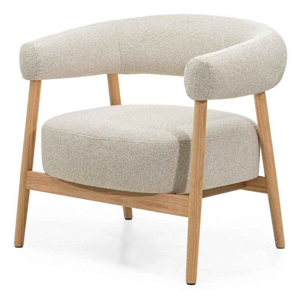 Poltrona MUE beige chiaro con legno di quercia