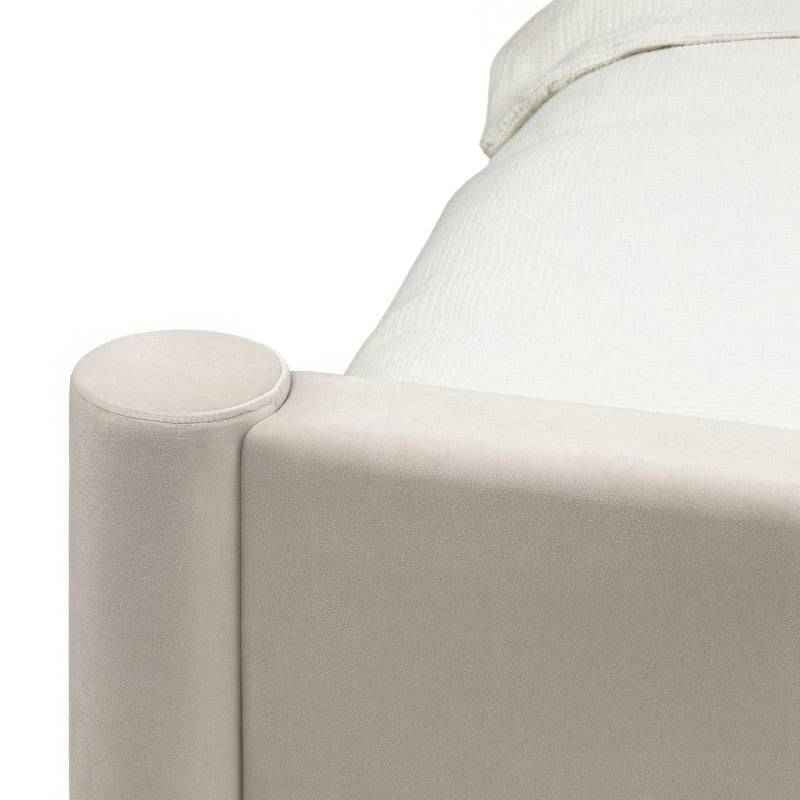 Letto ZENNA imbottito 160x200 cm, velluto beige chiaro