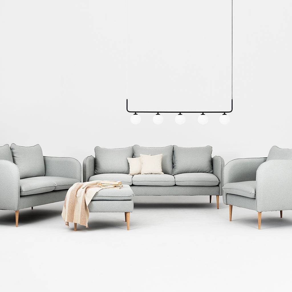 Divano POSH WOOD 3 posti - Platino, legno naturale
