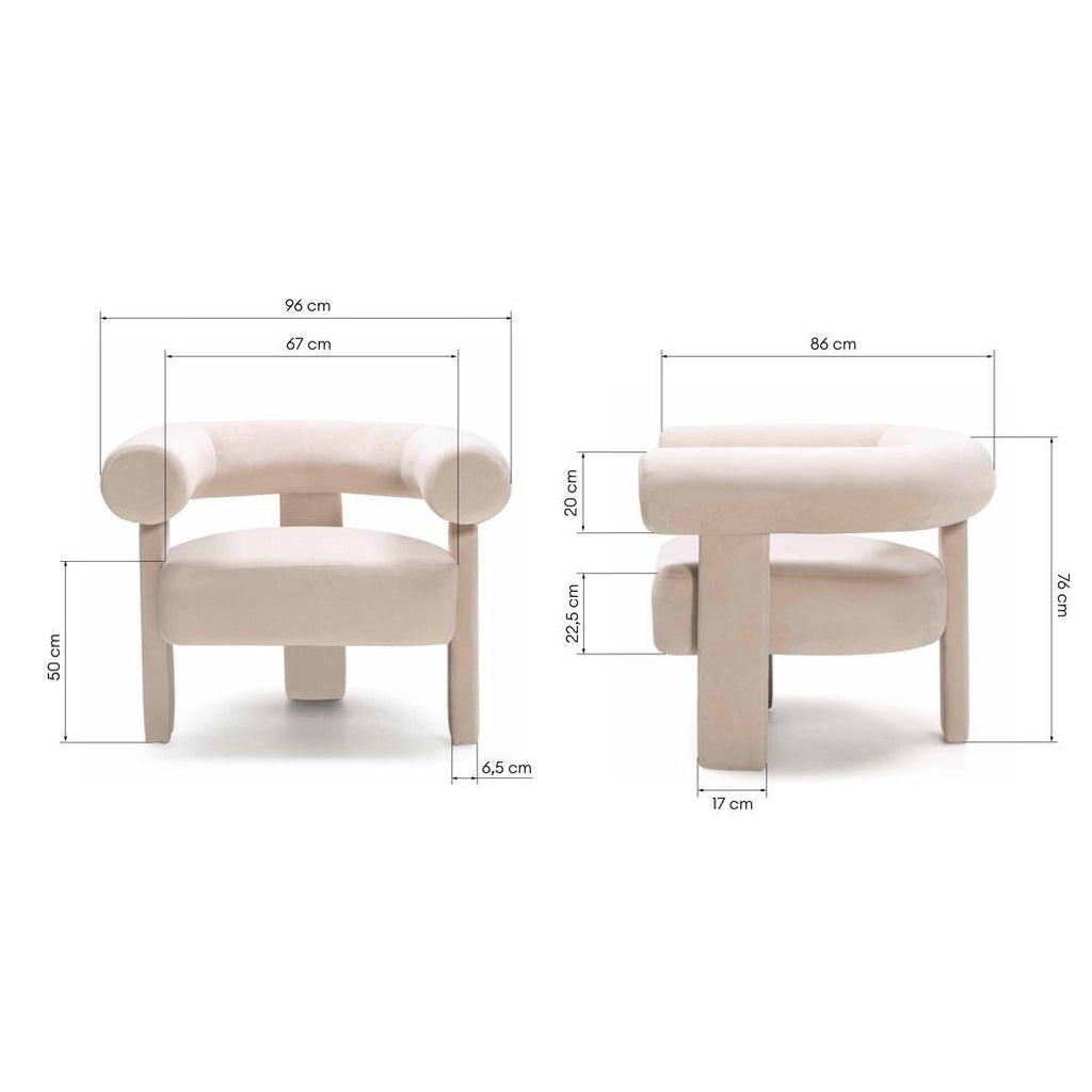 Poltrona ATYPIQUE, beige chiaro, velluto