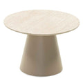 Tavolino da caffè rotondo OREZ, beige travertino