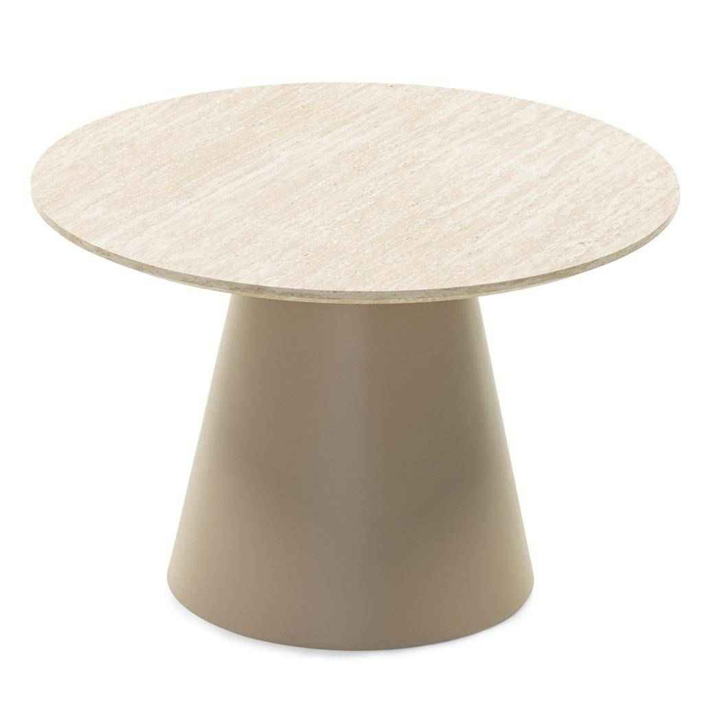 Tavolino da caffè rotondo OREZ, beige travertino