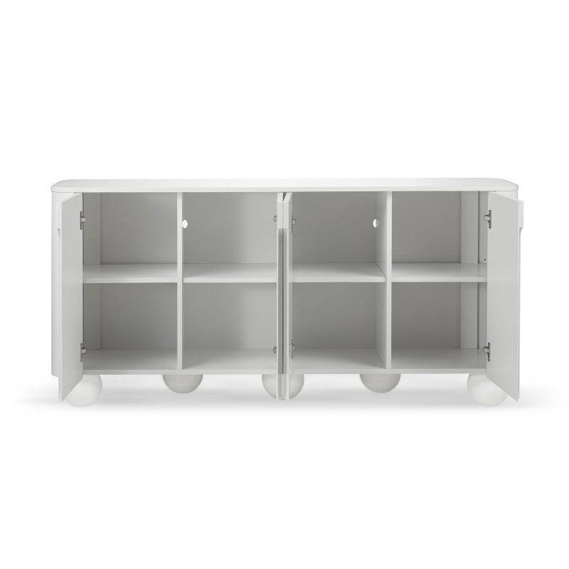 Cassettiera SQUAREN bianca, 4 ante, forme arrotondate