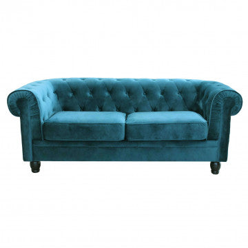 Divano Chesterfield in velluto blu o taupe con lavorazione capitonné