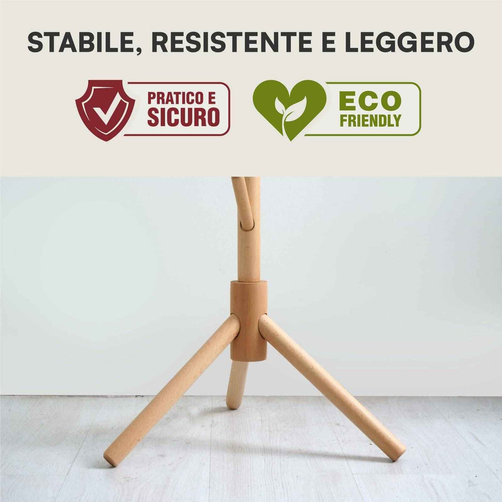 Appendiabiti in legno naturale, 8 ganci, modulare, 174 cm