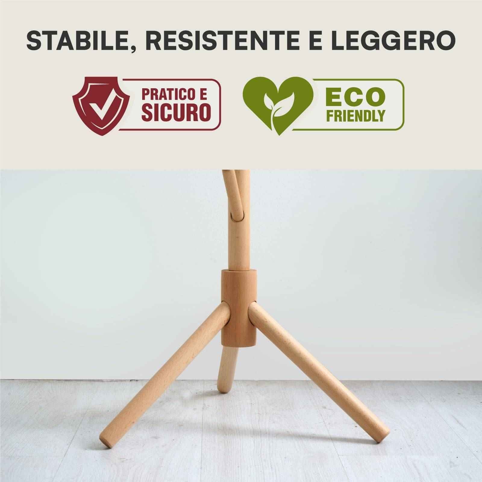 Appendiabiti in legno naturale, 8 ganci, modulare, 174 cm