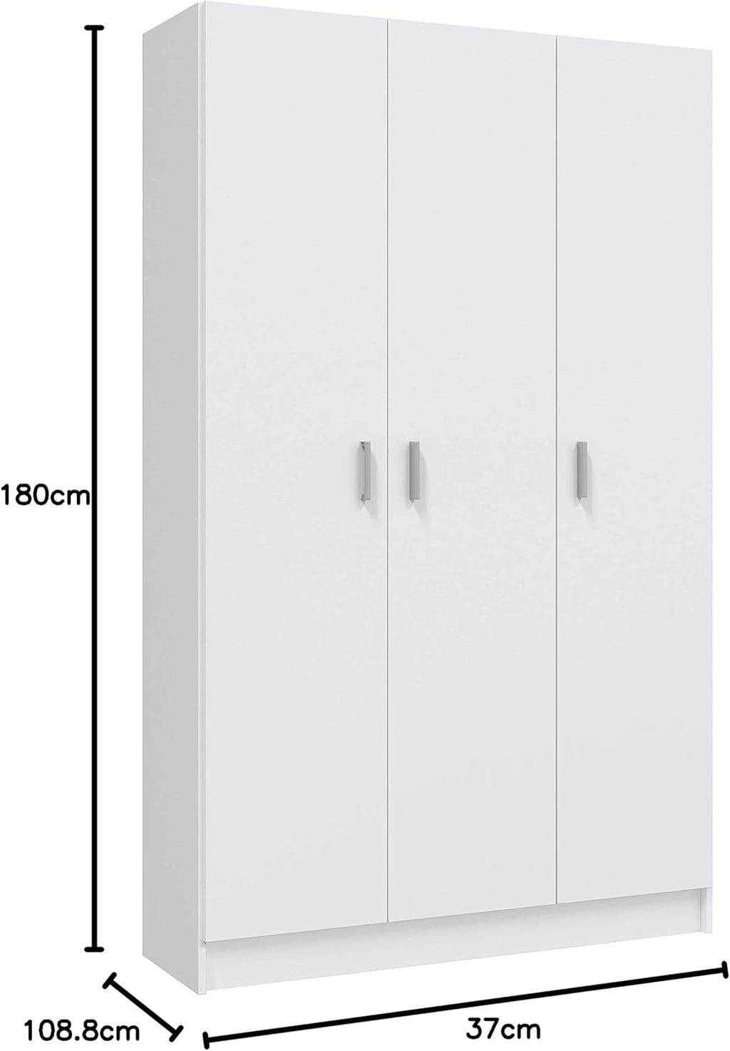 Guardaroba Portascope 3 Ante L109xH180xP37 in Melaminico Bianco