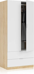 Armadio 2 ante e 2 cassetti bianco artik e rovere Canadian 81x52x180h