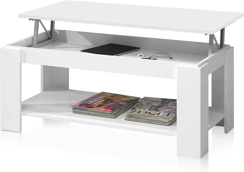 Tavolinetto Apribile Bianco Artik 102x50x43 cm con Spazio Interno