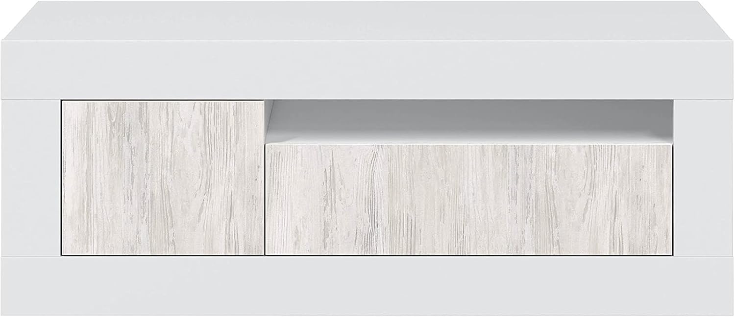 Mobile TV bianco Baltik - 139x42x53 cm con 3 ante e foro passacavi