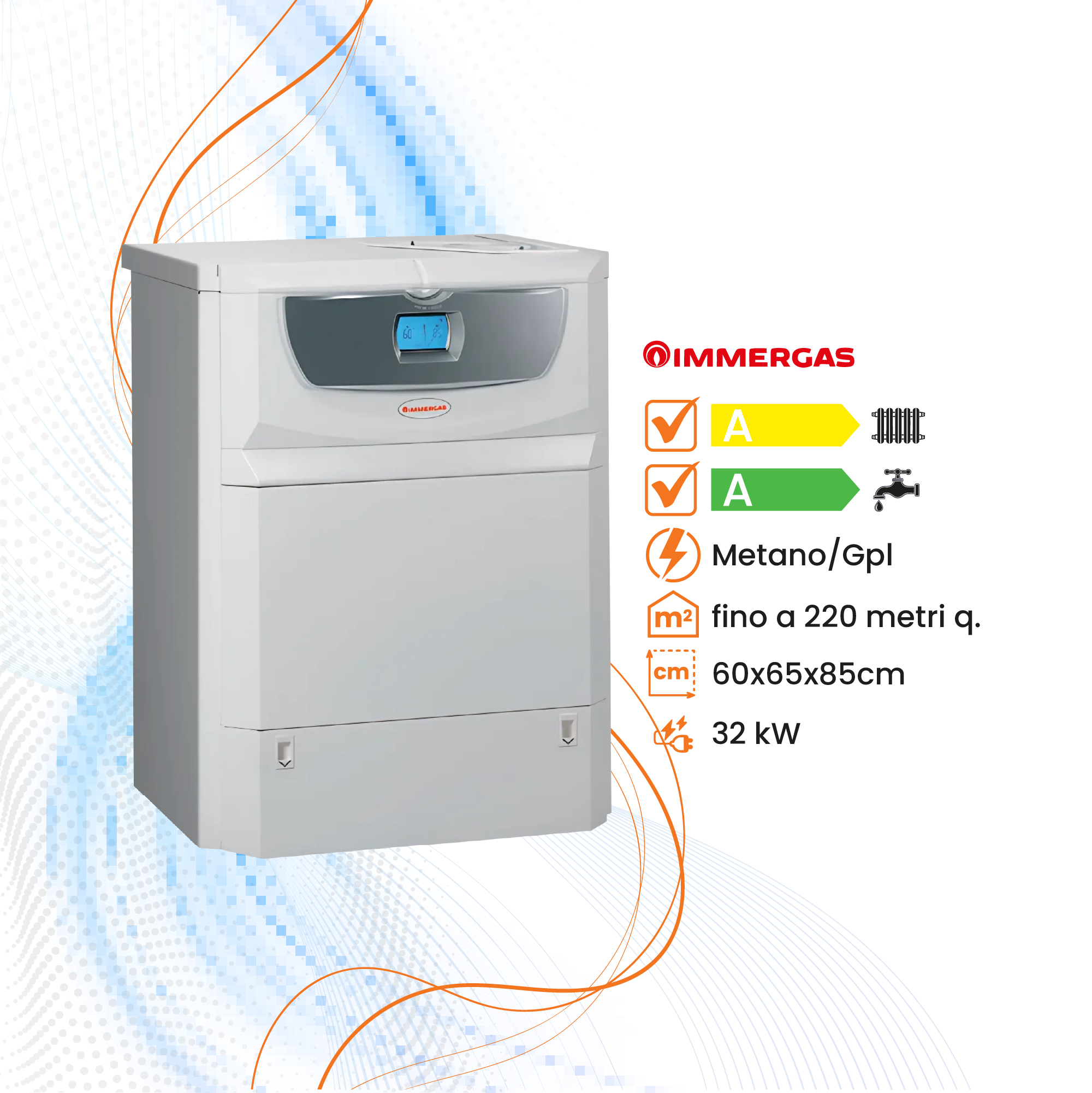 Caldaia Immergas Hercules Mini Condensing 32 Erp a Condensazione a Basamento - Bollitore
