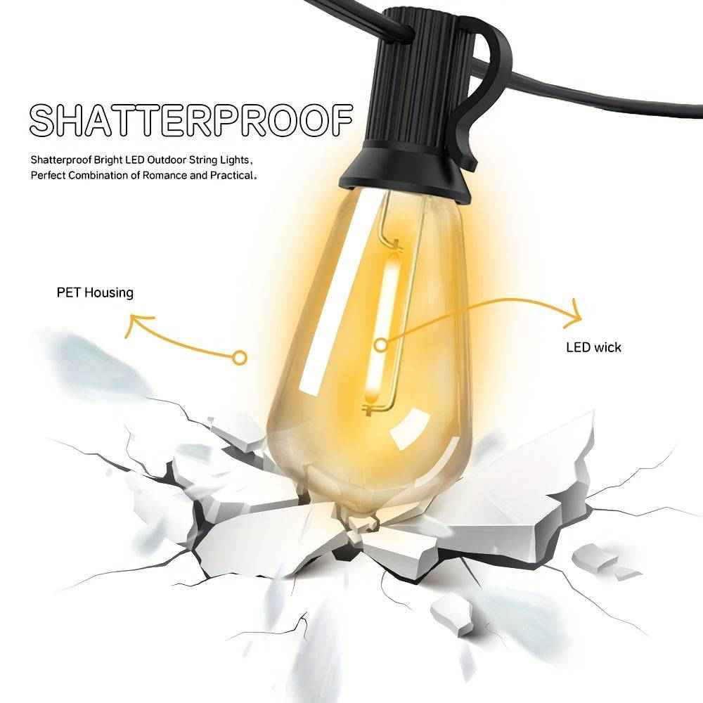 Catena Luminosa LED ST38 30,5 m – Lampadine Edison Dimmerabili Infrangibili per Esterni