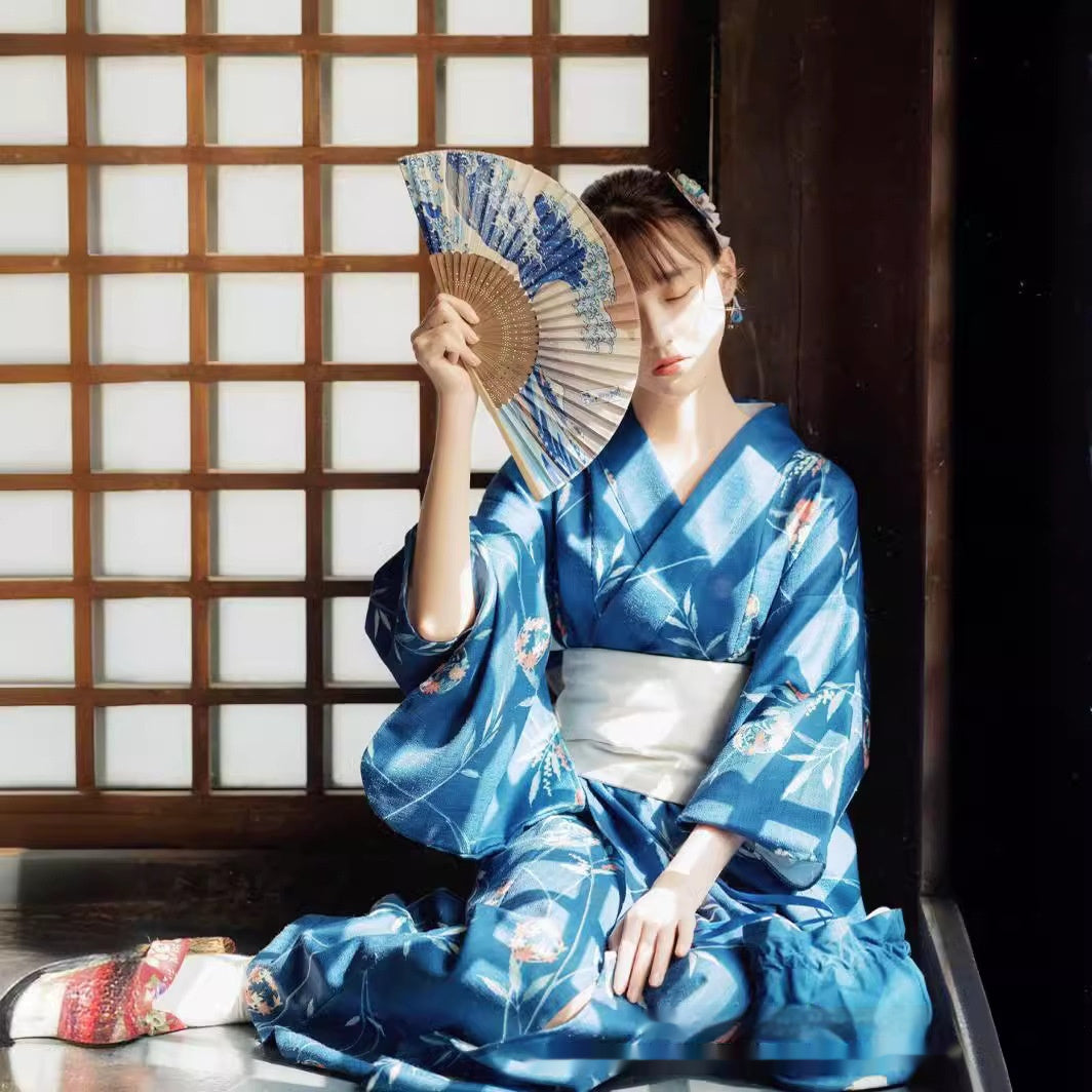 Accappatoio in stile kimono retrò rivisitato in chiave giapponese, modello Huamel, dipinto a mano