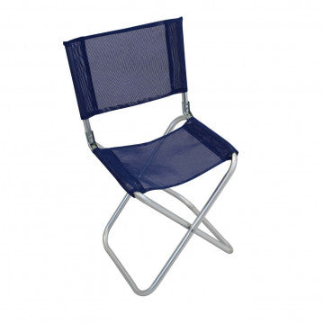 Sgabello in alluminio con schienale in textilene, portata 85 kg