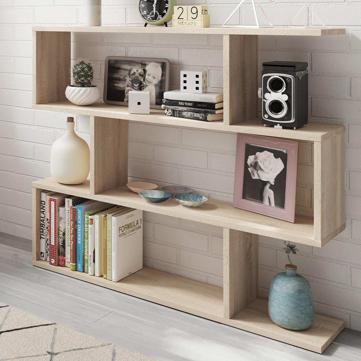 Libreria componibile bassa Athena - 110x97x24 cm, colore canadian