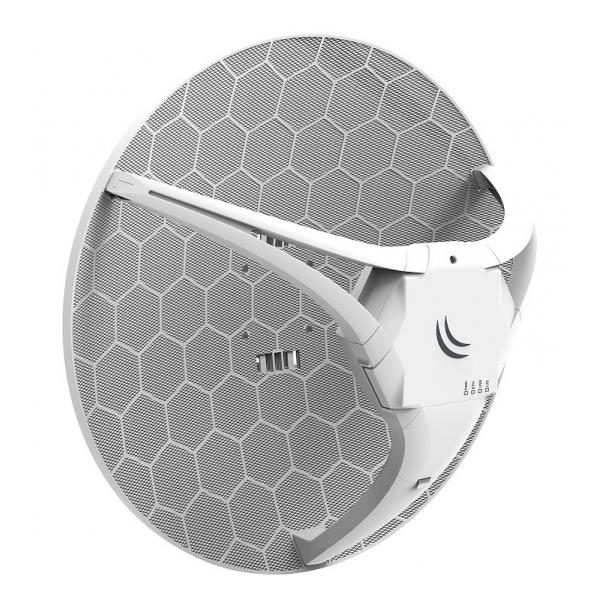 MikroTik, LHG R with 10.5dBi 60 degrees LTE directional antenna, 650MHz CPU, 64MB RAM, 2xLAN (one with PoE, OUT) miniPCI, e slot, Dual, SIM, RouterOS L3, outdoor enclosure, PSU, PoE injector, pole mon [RBLHGR]