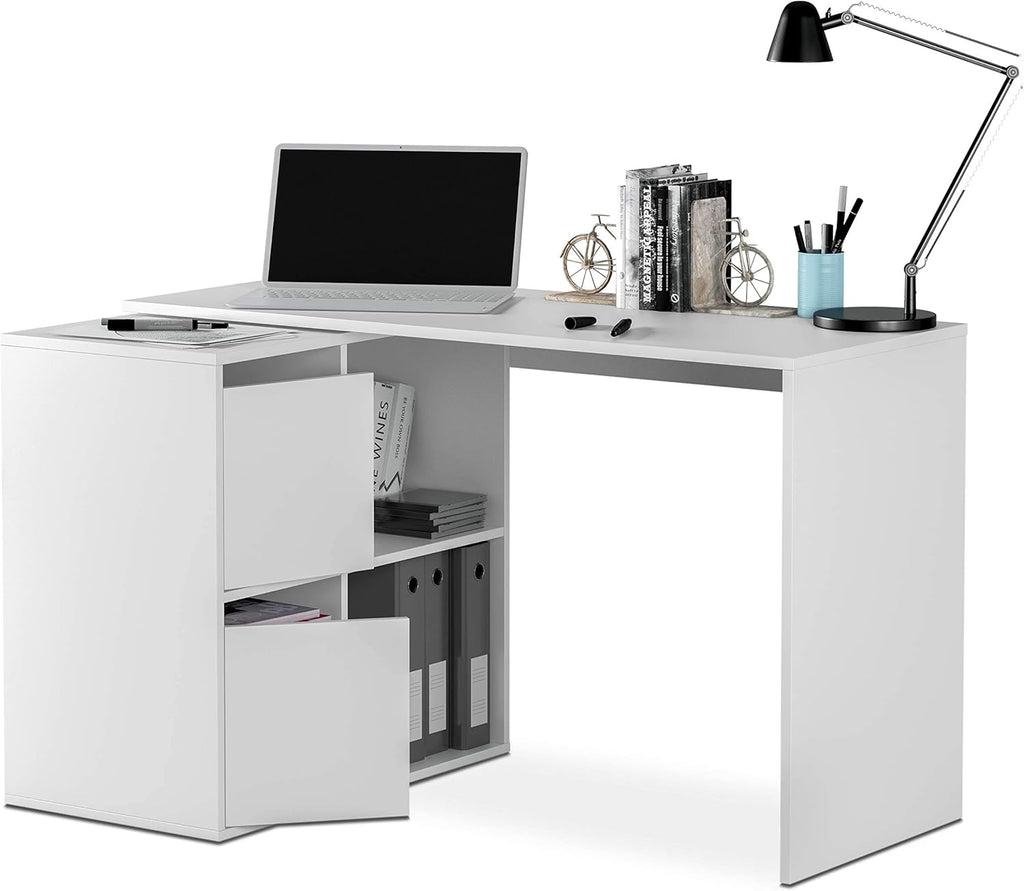 Scrittoio reversibile bianco pluriposizione - 120x49x78 cm regolabile