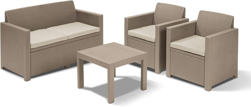 Set Salotto Alabama Cappuccino con Cuscini Color Sabbia