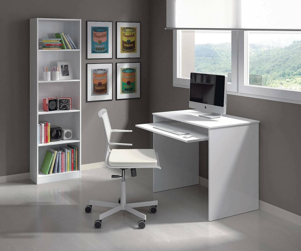 Scrittoio con piano estraibile bianco 90x54x79h