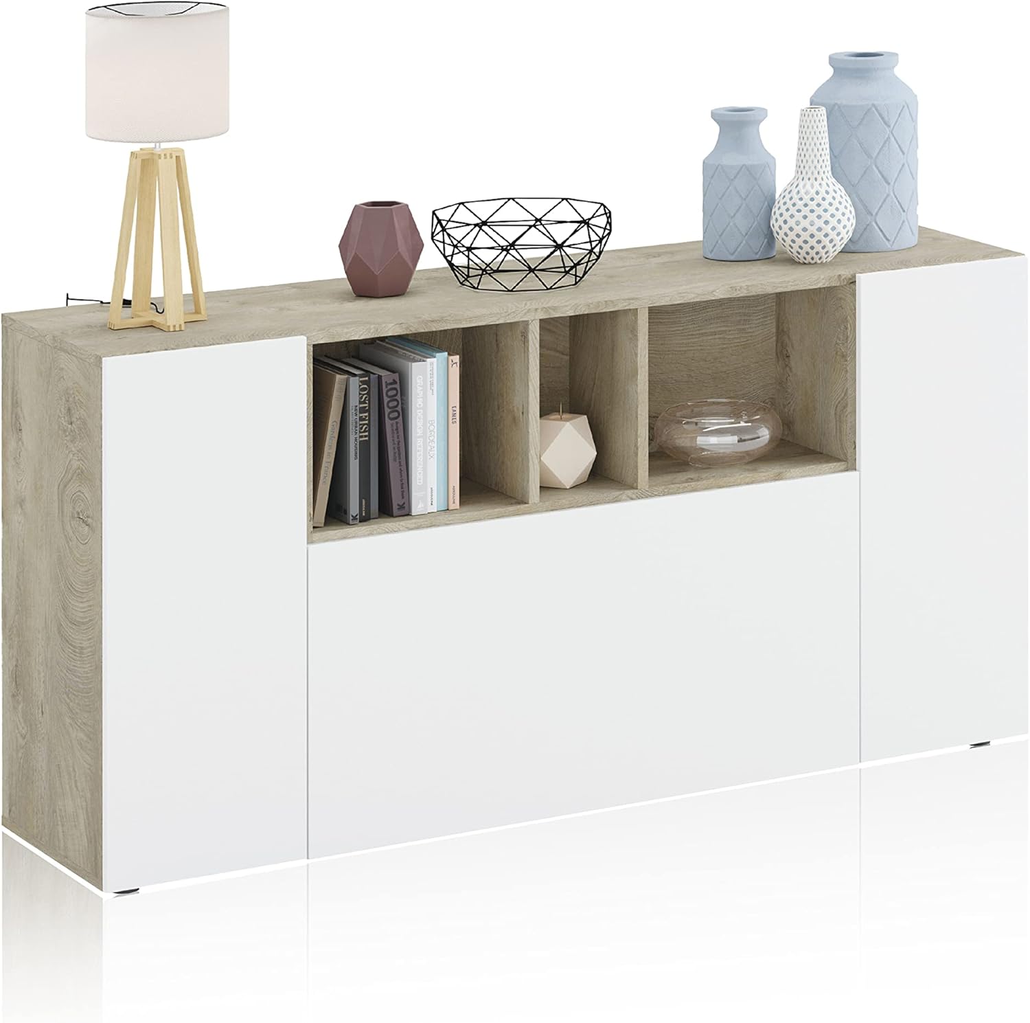 Credenza nordica Loira in rovere Alaska e bianco – Moderna e funzionale