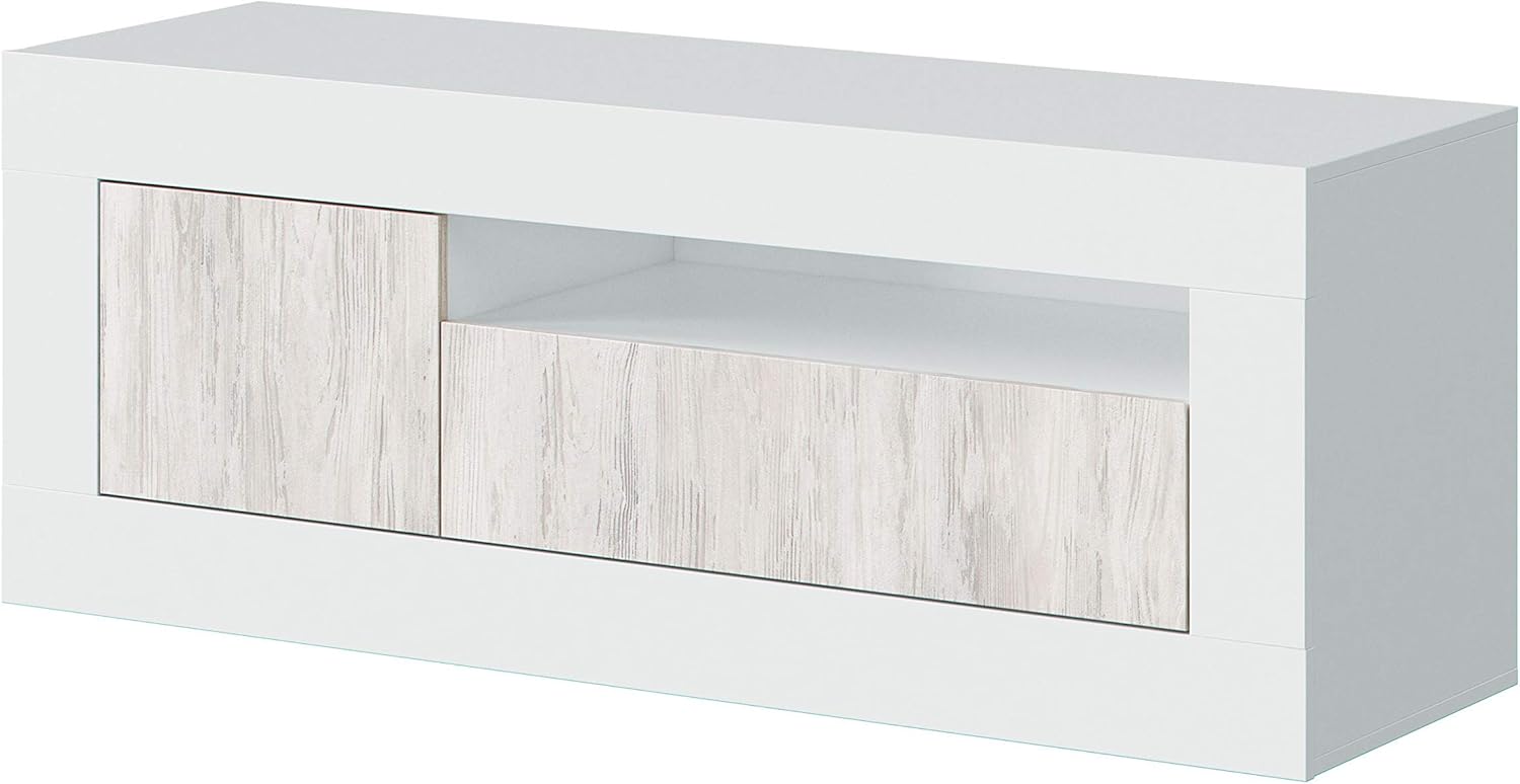 Mobile TV bianco Baltik - 139x42x53 cm con 3 ante e foro passacavi
