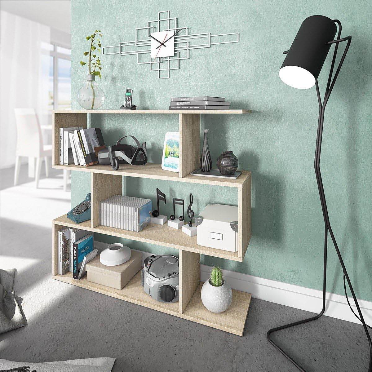 Libreria componibile bassa Athena - 110x97x24 cm, colore canadian